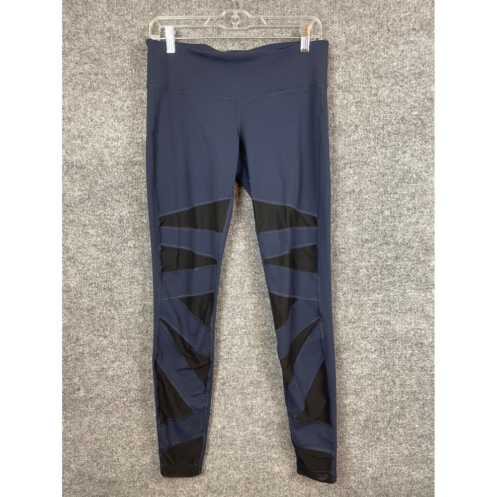 Lululemon Leggings Women's 10 Navy Blue Excellent Mesh Panel Athletic Tights